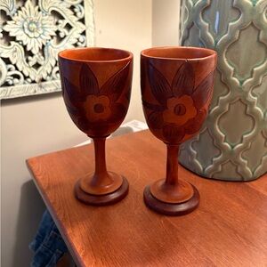 Vintage Wooden Goblets